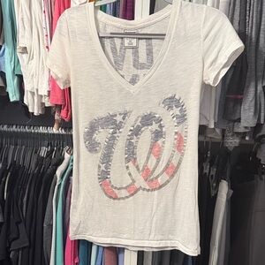 Washington Nationals MLB VS Pink White Graphic Tee